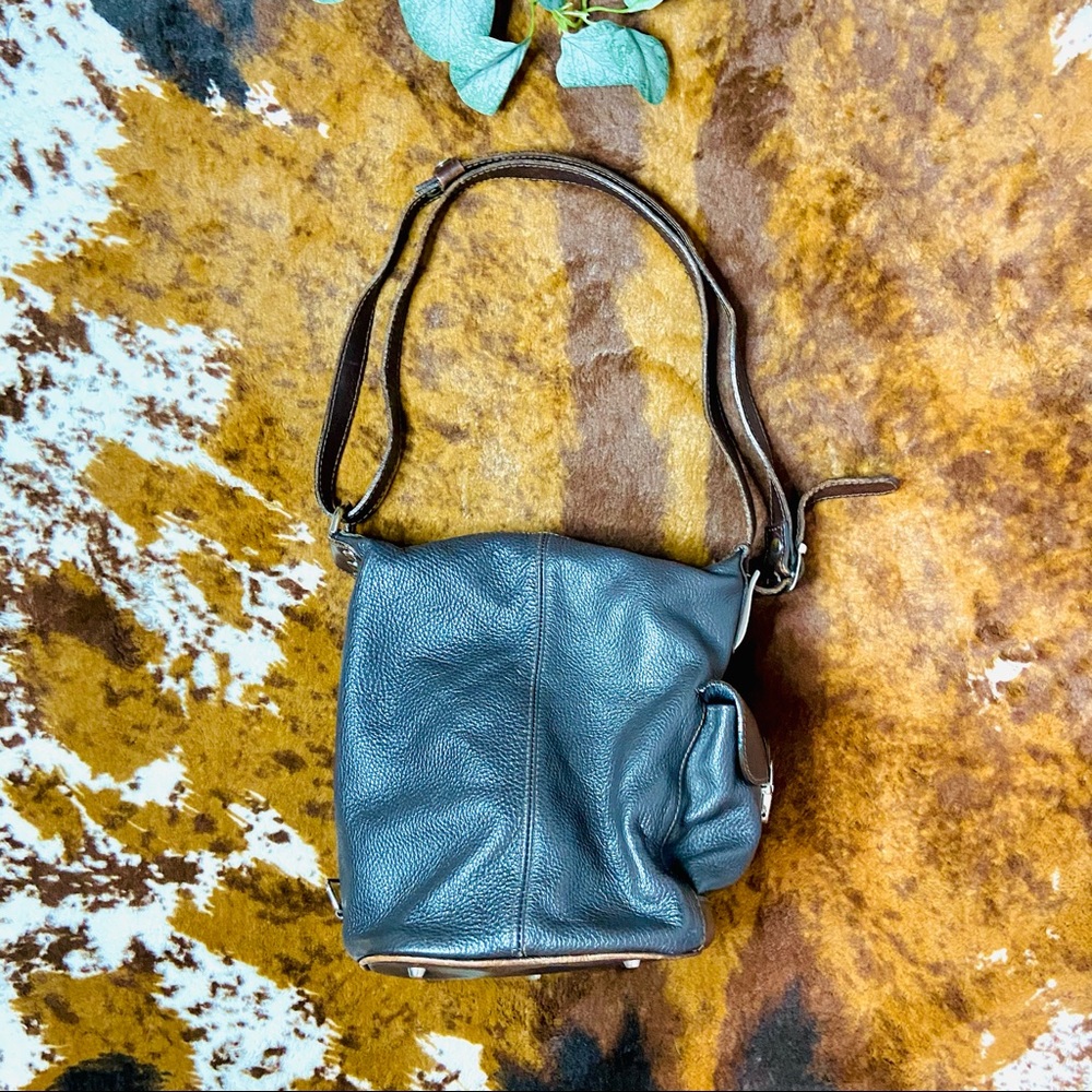 Valentina Brown Leather Vintage Leather Hobo Satchel Purse with Silver Accents